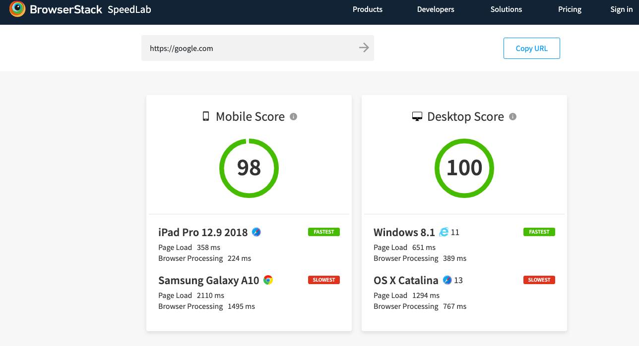 How to check website loading time BrowserStack