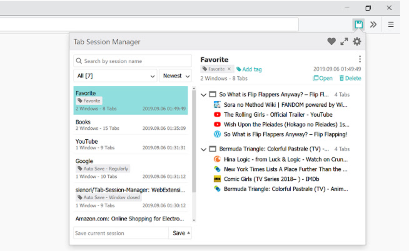 Chrome Extension - Session Manager