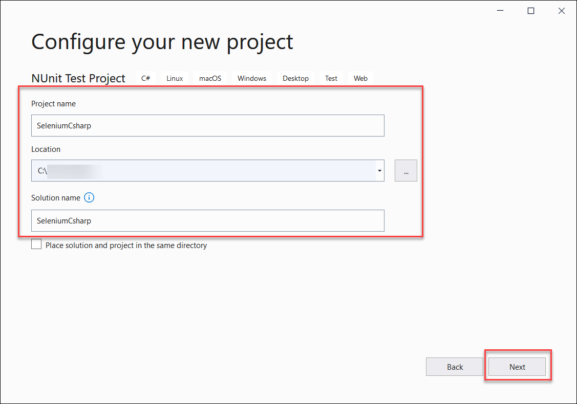 Configure your project on Visual Studio
