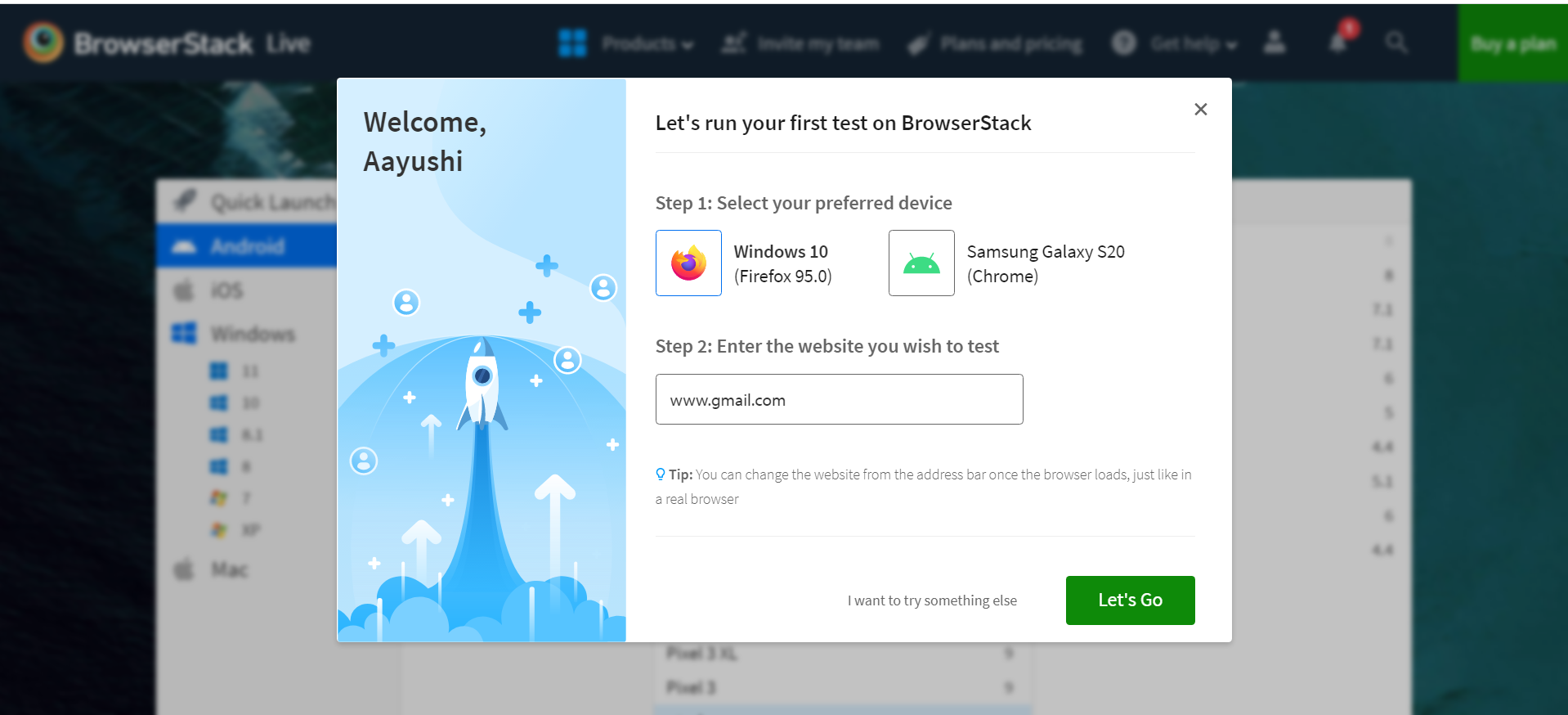 Sign up for BrowserStack Screen Reader