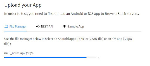 Uploading APK File to test app using Appium with Python
