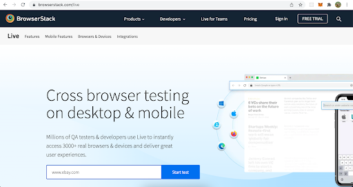 Testing on BrowserStack Live