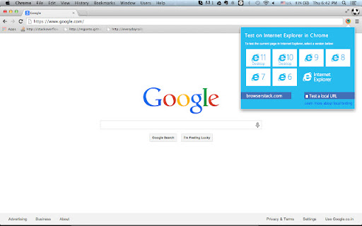 Test IE - web developer chrome extension