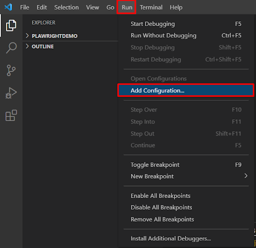 Configuring Visual Studio for Debugging Playwright