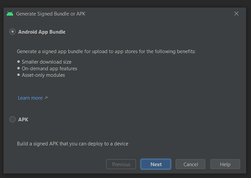 Generate Signed Bundle on Android Studio