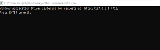 WinAppDriver running and listening to Requests
