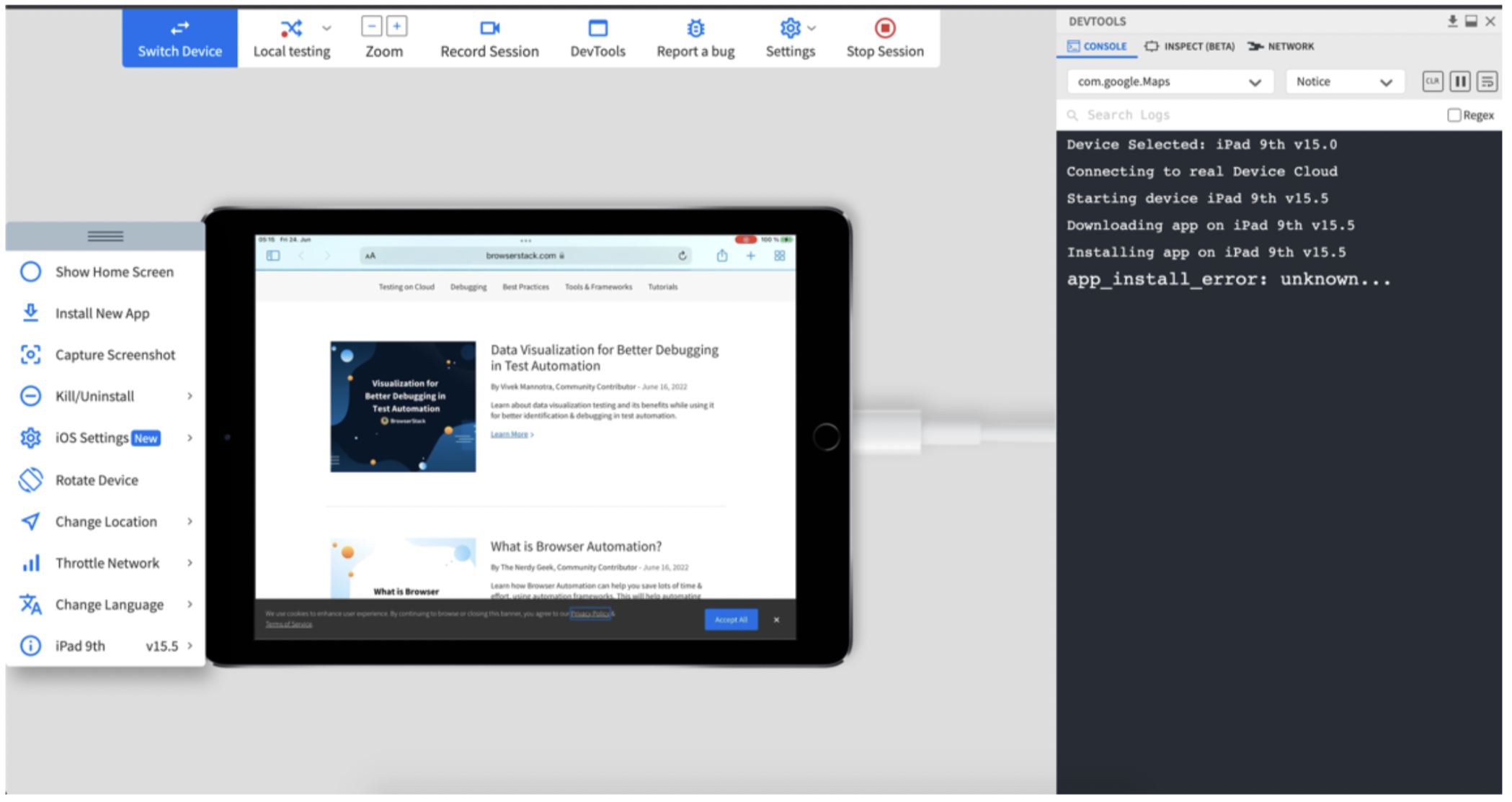BrowserStack App Live for Designers