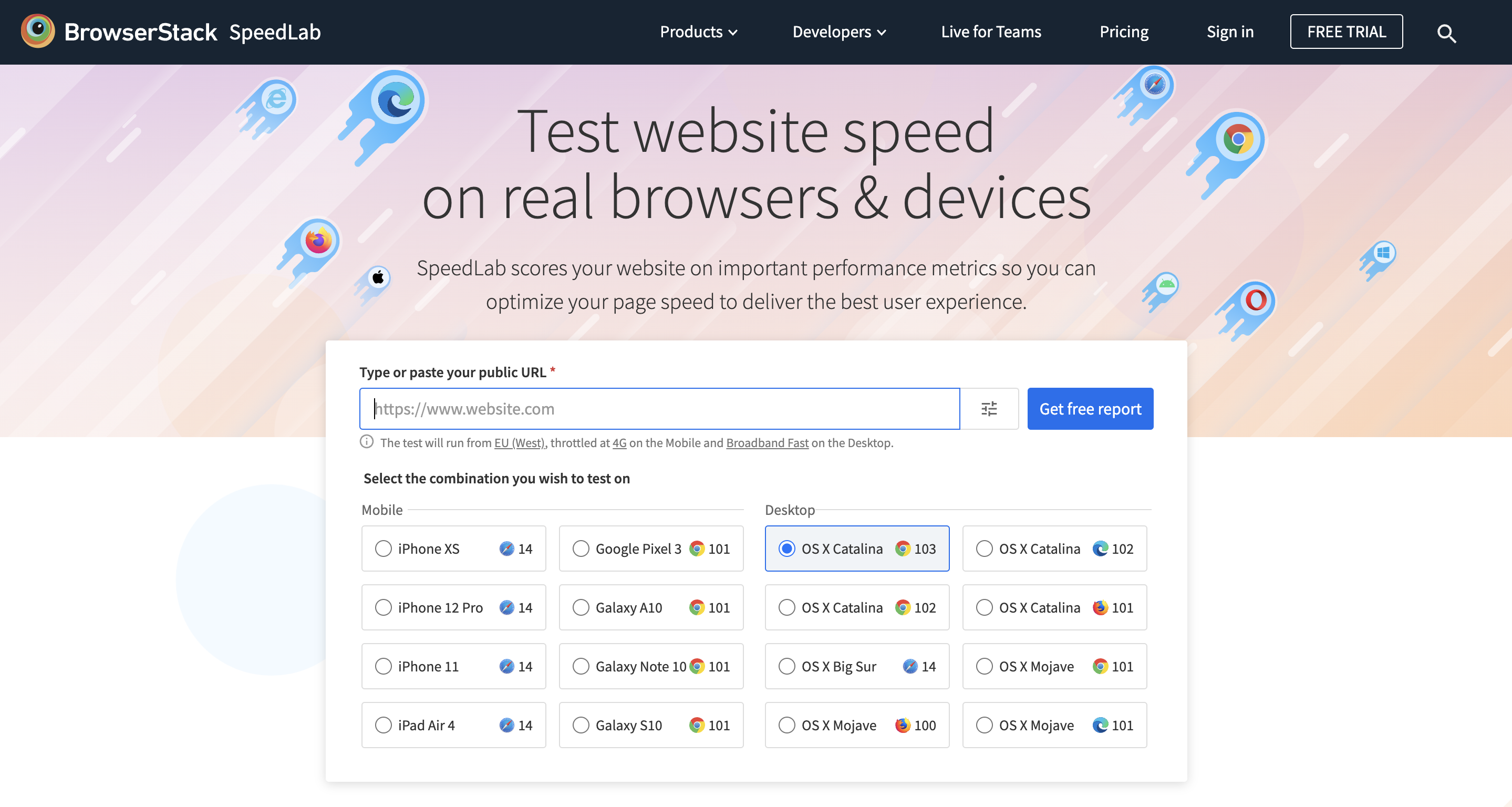 SpeedLab to test website speed and bugs