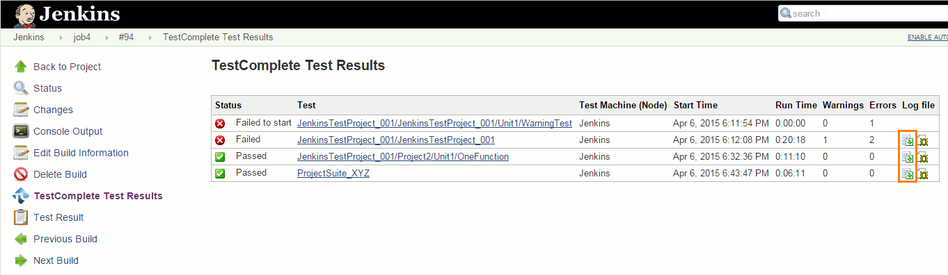 CI tool Jenkins with TestComplete plugin for unit testing