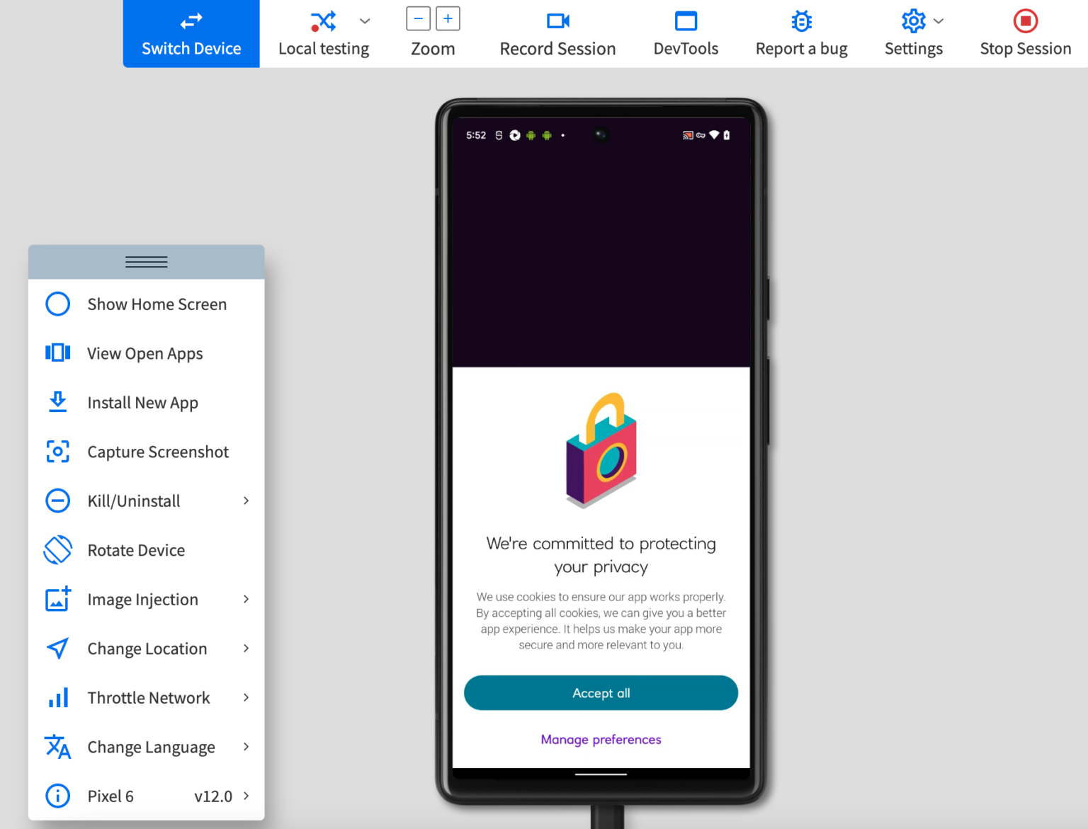 How to inspect element on Android device BrowserStack