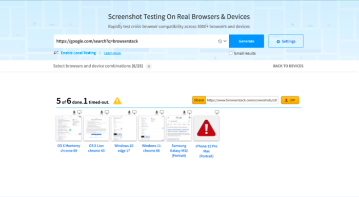 BrowserStack Screenshot