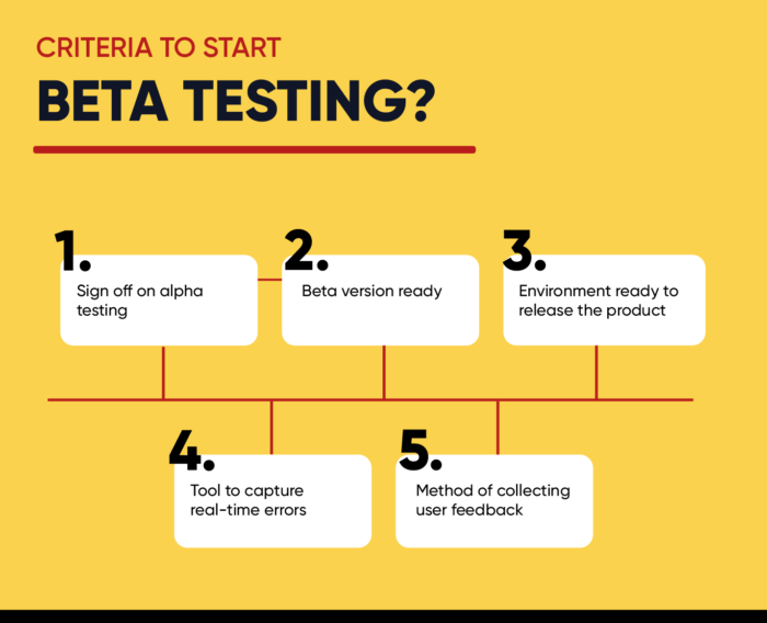 Criteria to start beta testing