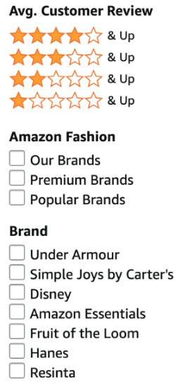 Amazon Filter - test cases for ecommerce website