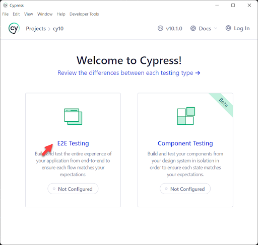 Configure end to end test with Cypress