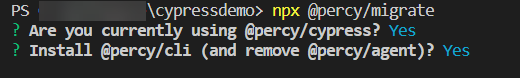 Answer Questions to migrate Percy CLI