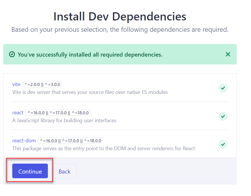 Install Dev dependencies
