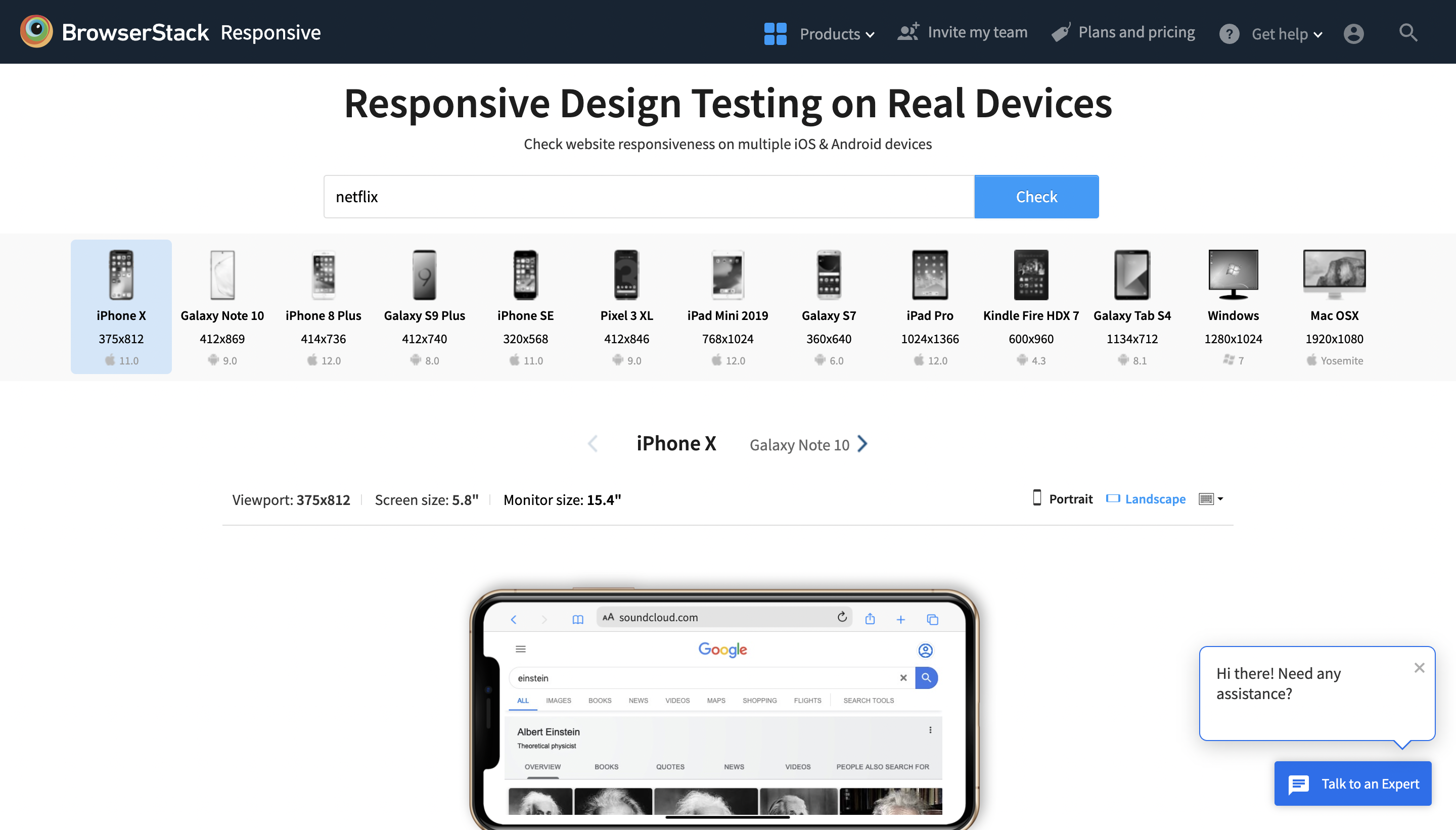 BrowserStack Responsive Checker Tool