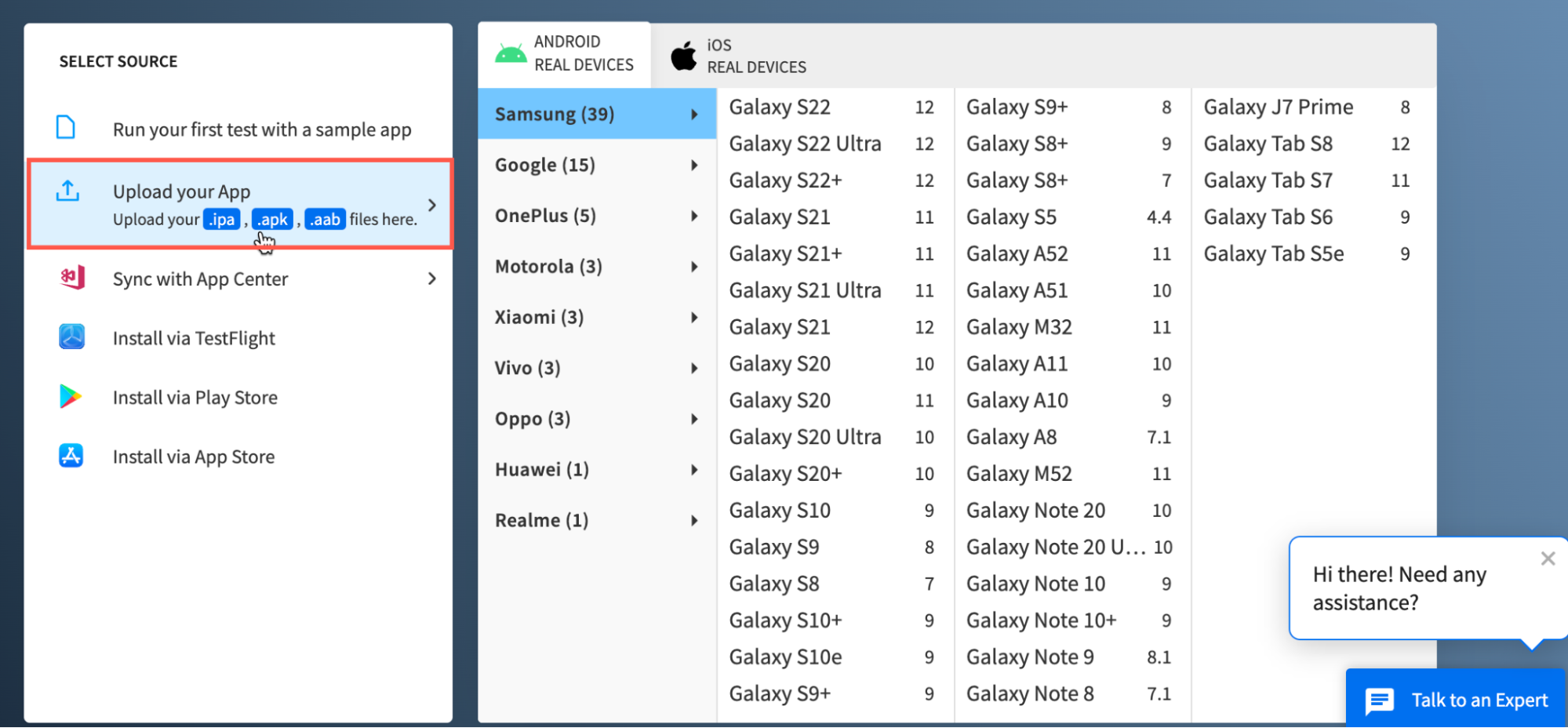 How to test a .apk file using BrowserStack App Live 