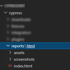 Navigate to folder reports to find Cypress HTML Reports