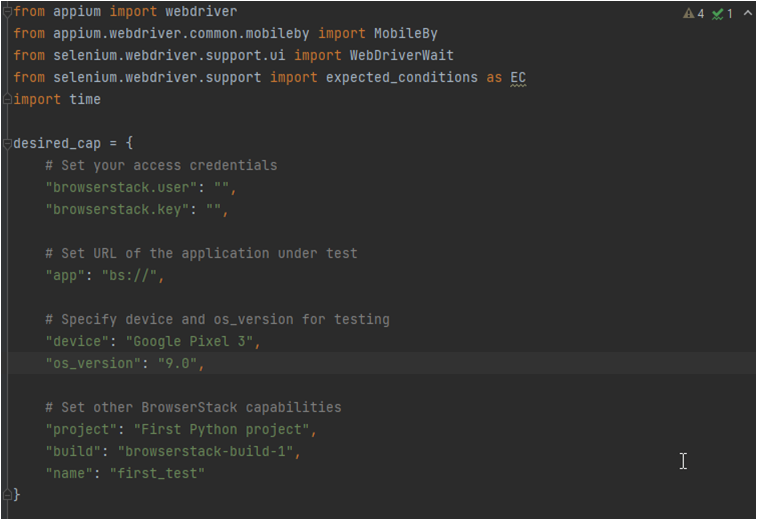 Python Script to run appium test using Xpath