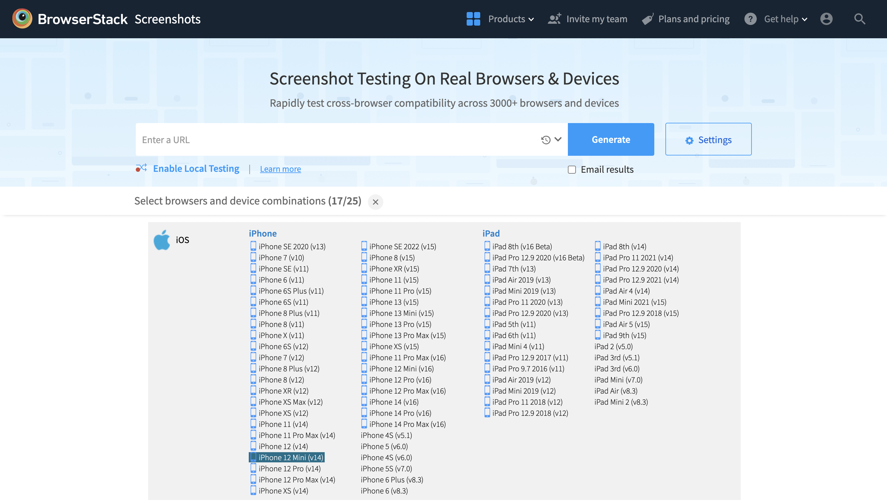 Screenshot Testing on Real Browsers & Devices