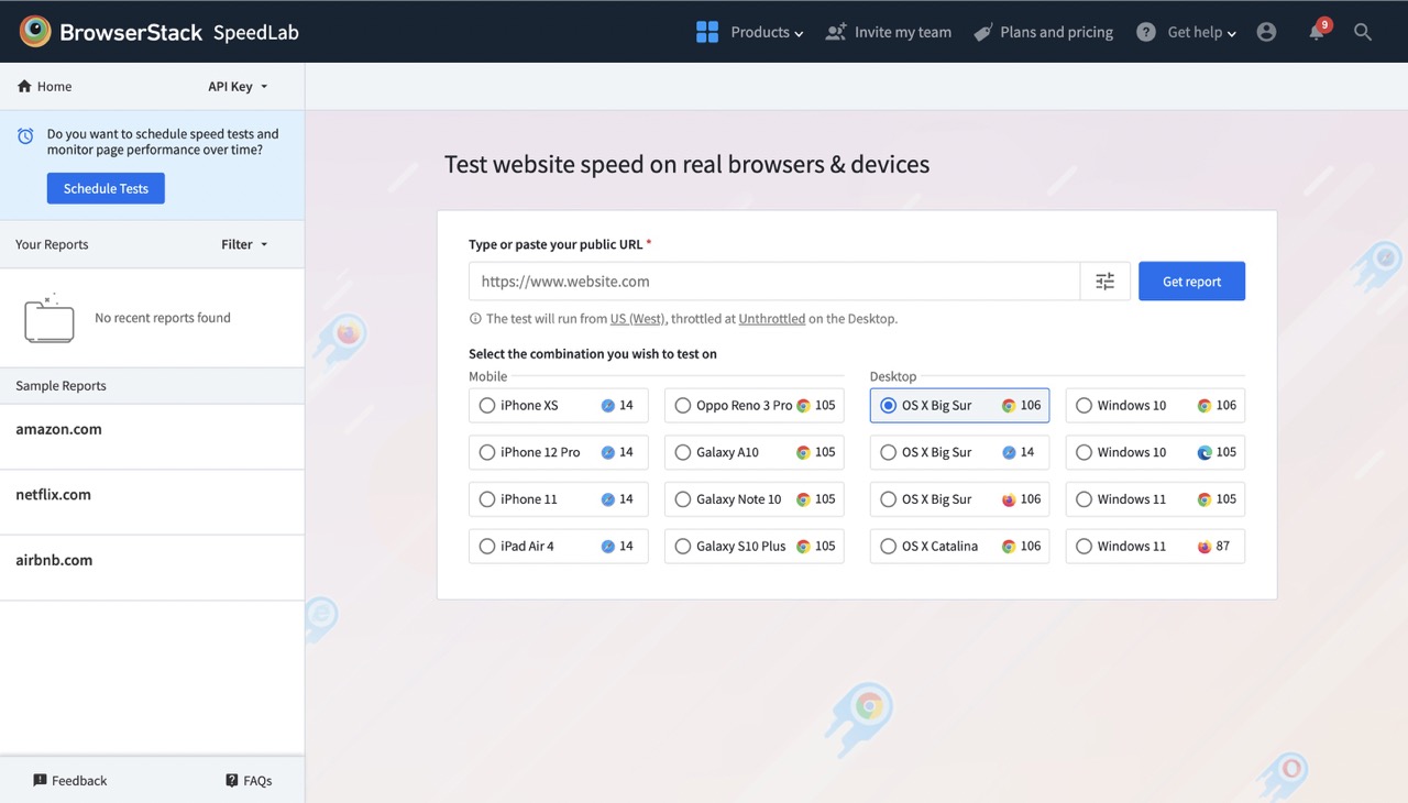 Web Performance Testing using BrowserStack SpeedLab