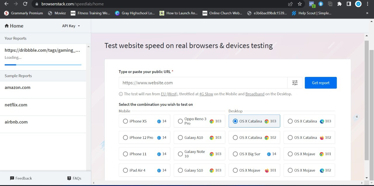 TestWebsite speed
