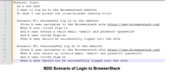 BDD Scenario of Login to BrowserStack