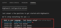Select Language for NightwatchJS Test runner setup