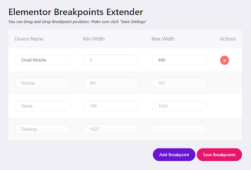 Elementor navigation on wordpress dashboard to add custom breakpoints 3