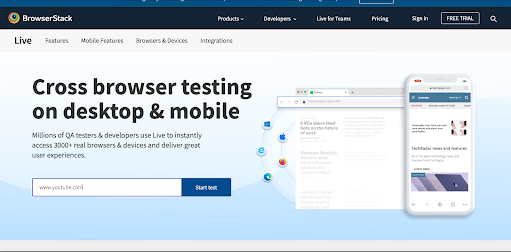 Navigation for Manual testing website on BrowserStack 1 1