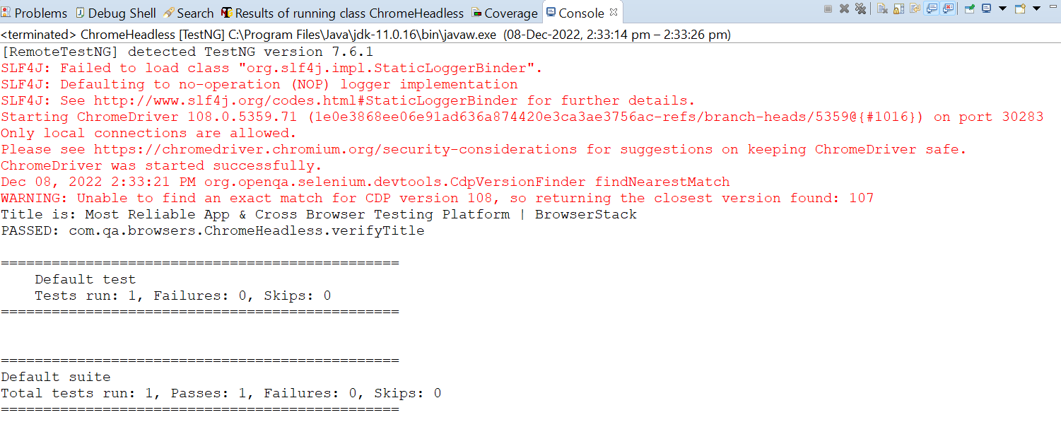 Headless mode in Selenium