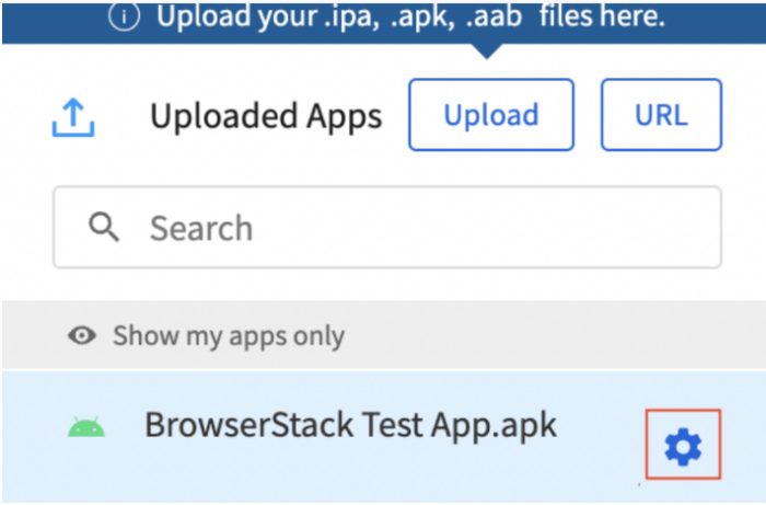 Upload app files on BrowserStack