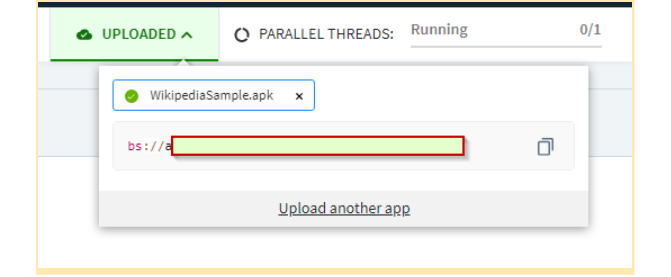 Uploading Mobile App for running Automated Test Scripts