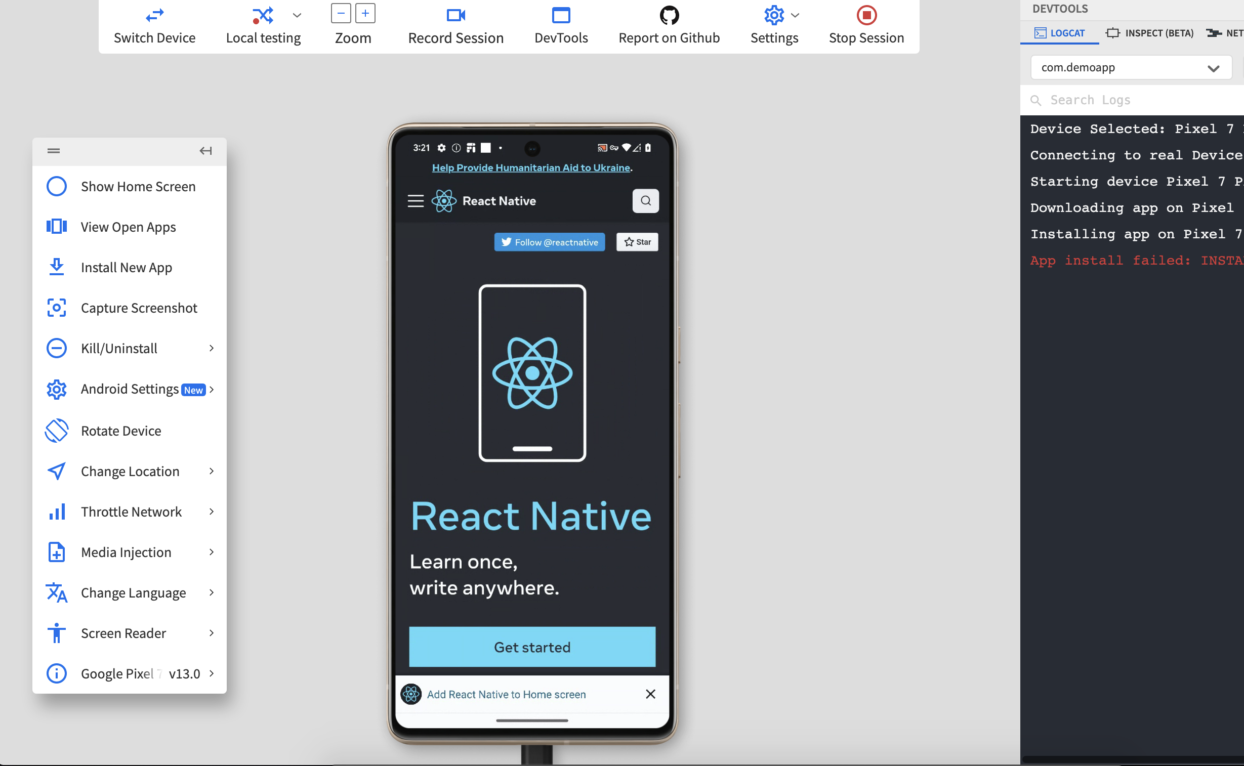 Test react native apps on real Android and iOS devices with App Live