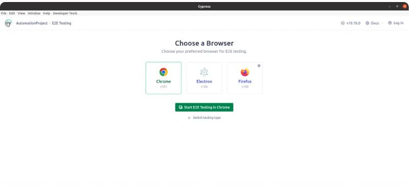 Choosing a browser in Cypress E2E testing