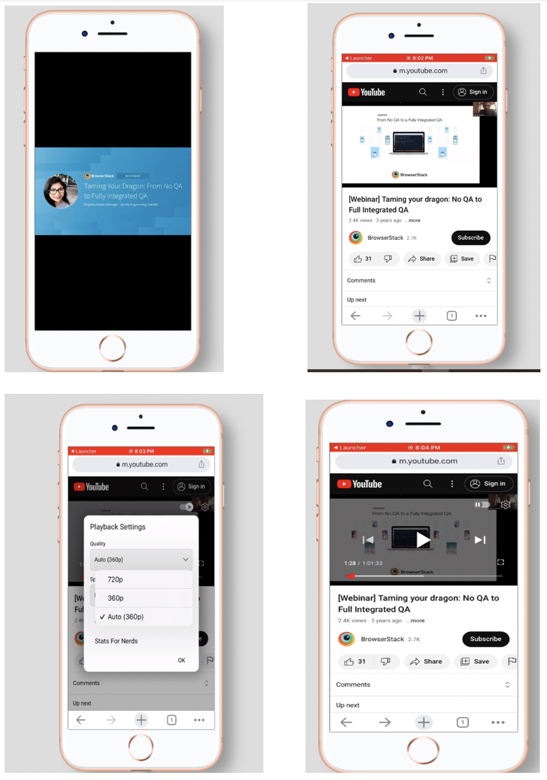 Video Testing on iPhone 8 v15.4 Safari Browser