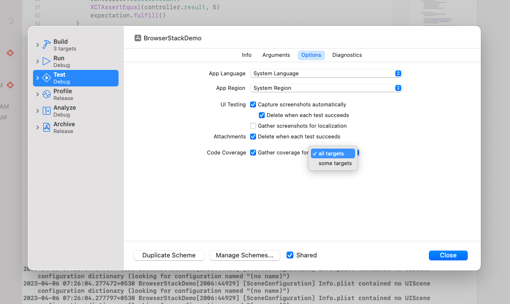 Code Coverage in Xcode