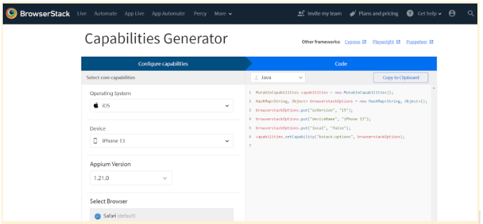 Adding Dependencies using BrowserStack Capabilities Generator for Automated UI Test Case