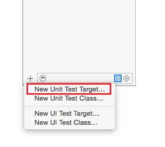 open the test navigator, select New Unit Test Target