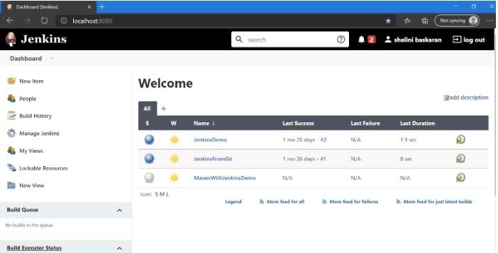 Launch a browser and go to the port and localhost where Jenkins operates in Dashboard