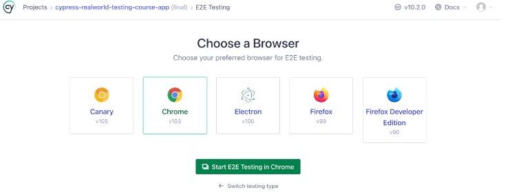 Select Browser for Cypress Testing