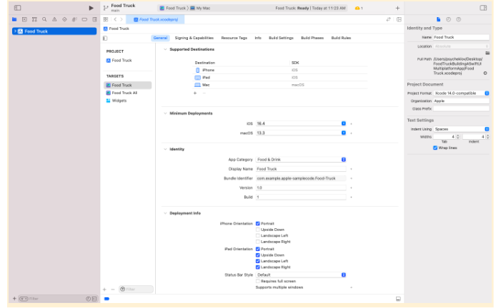 Interface of Xcode