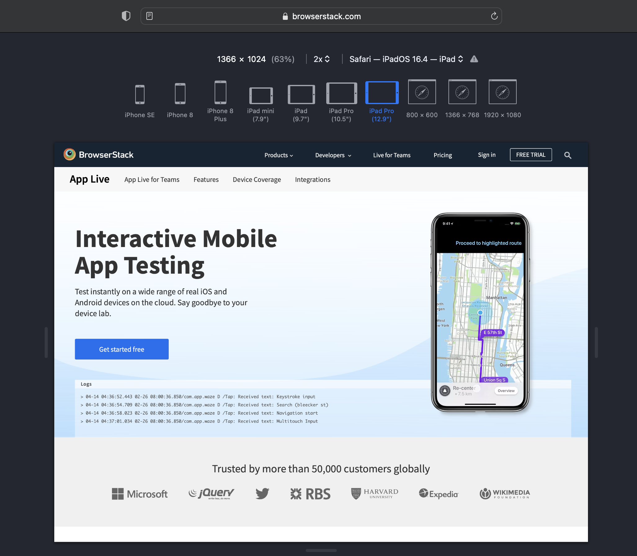 Responsive Design Mode using developer tool Safari