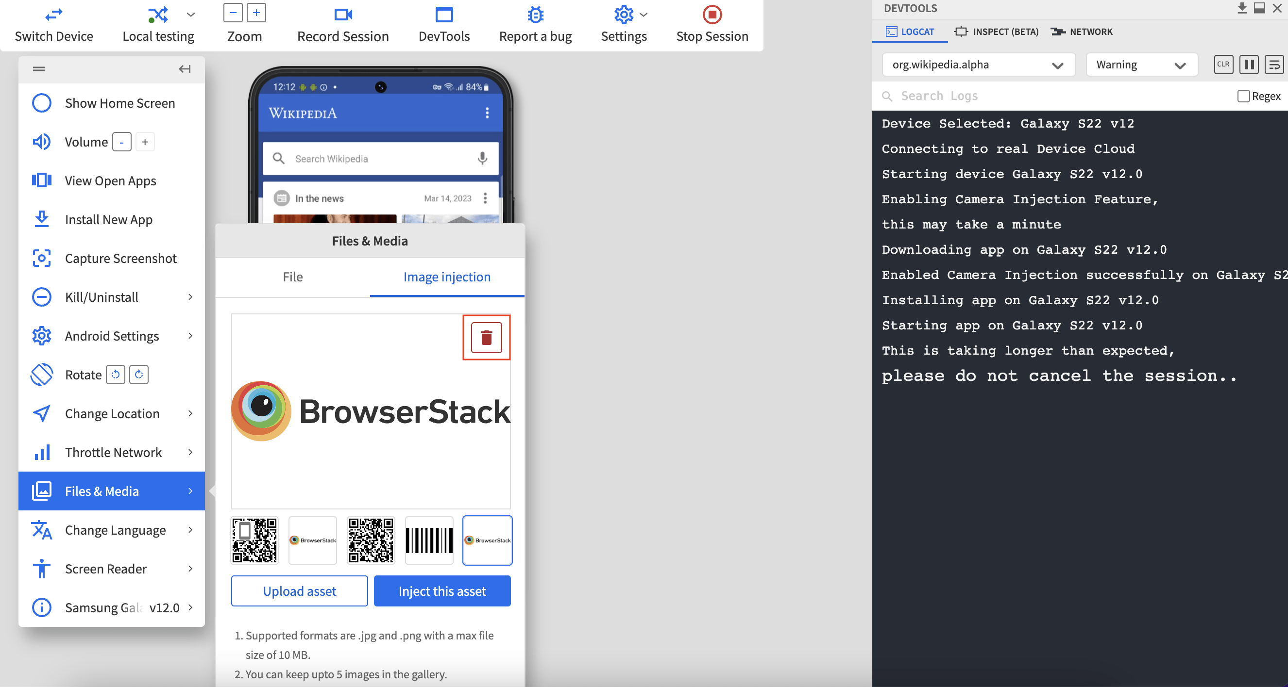 test QR code online on BrowserStack App Live