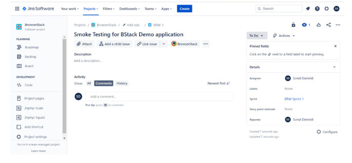 Creating test case on Jira and BrowserStack Test Management