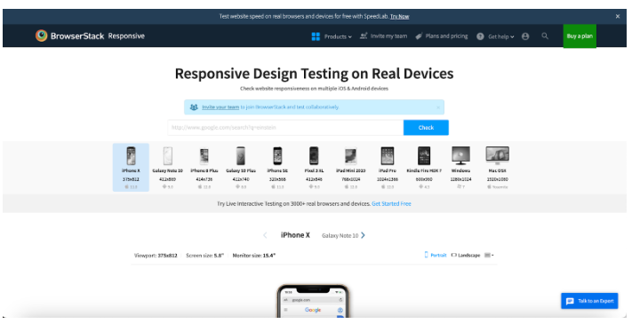 Testing Responsiveness of Website on Different Real Devices