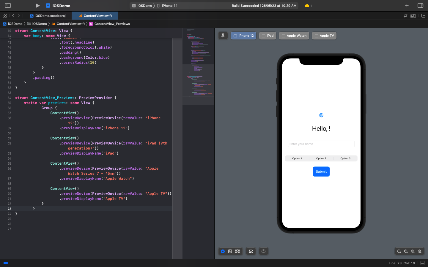 XCode Previews on iPhone 12