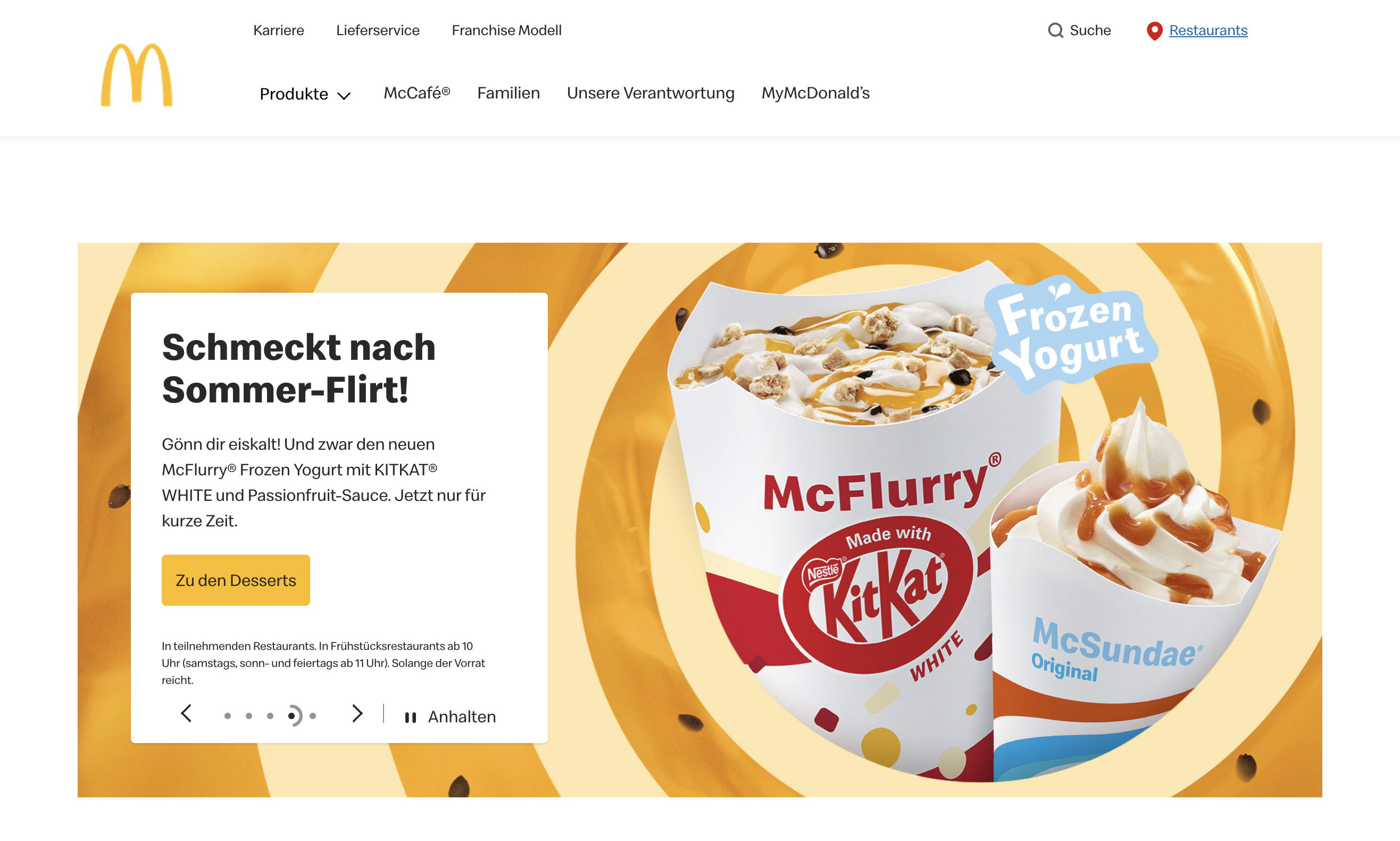 Localized website example - McDonalds Germany