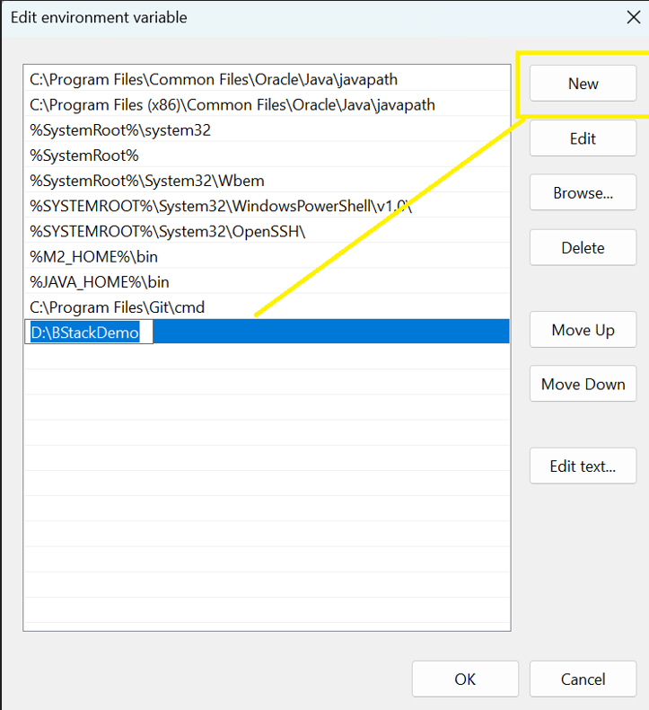 New Path variable to configure chrome